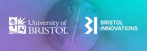 The Bristol Innovations logo over a graphic of the world